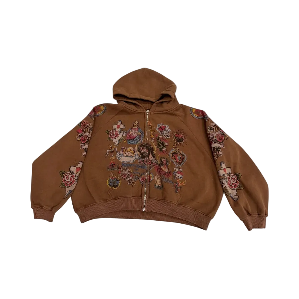 "Risen King" Cropped Zip Hoodie
