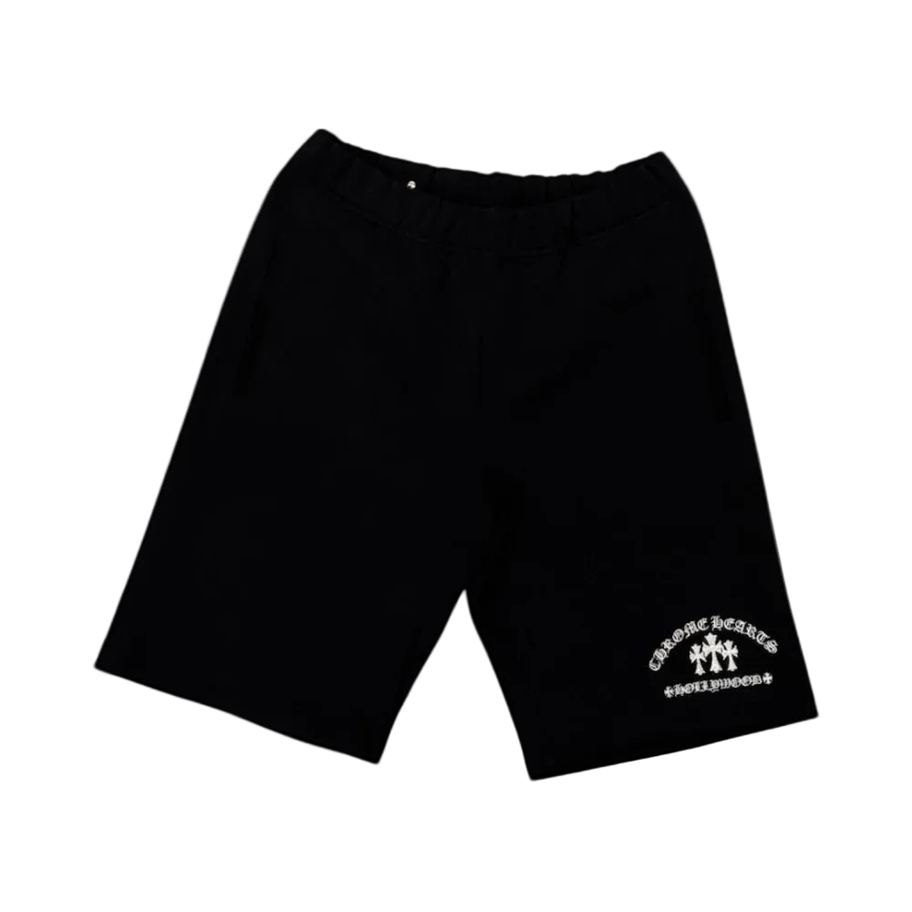 Black Embroidered Triple Cross Shorts