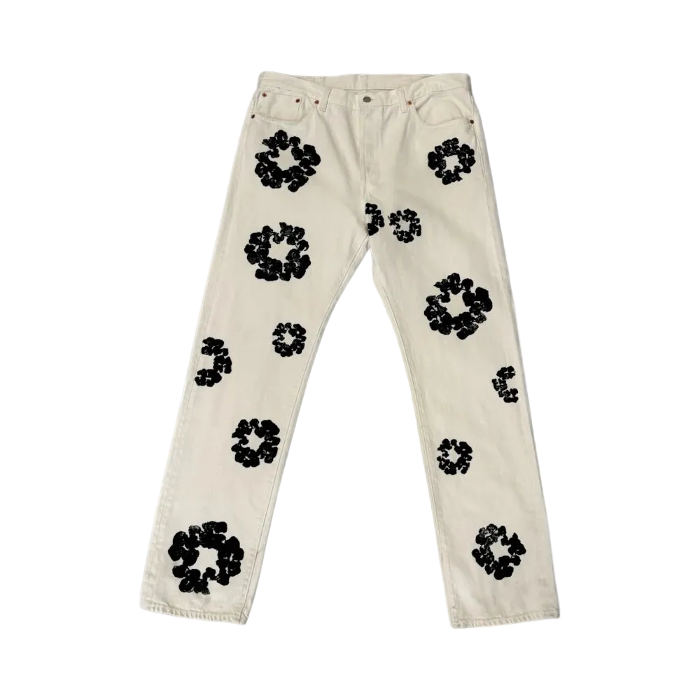White Wreath Denim Jeans
