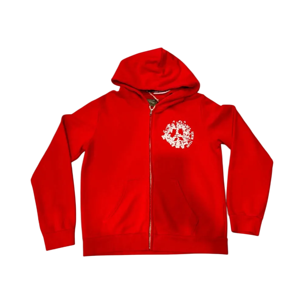 Red Logo Zip-Up Hoodie