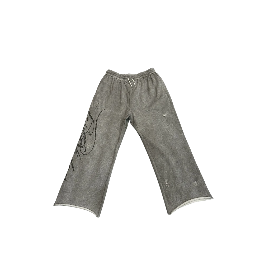 Distressed Script Sweatpants