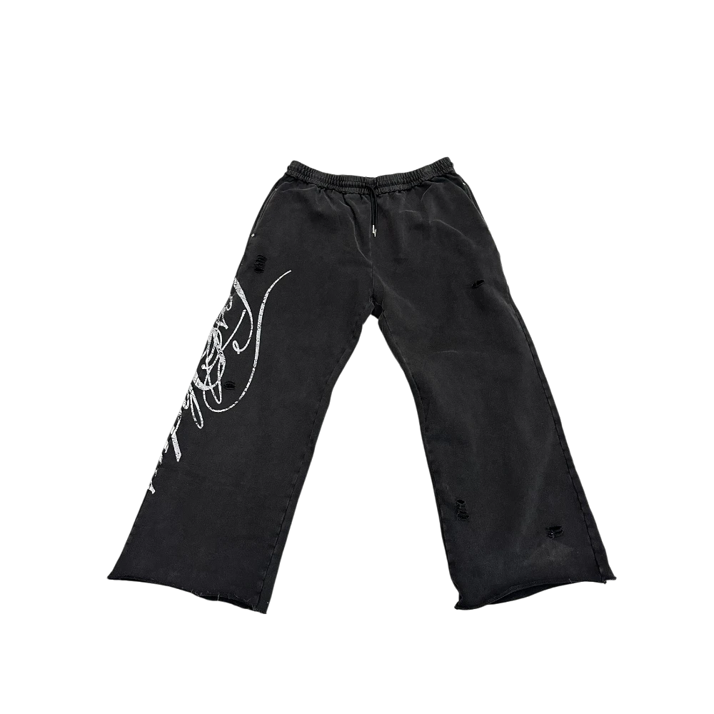 Distressed Script Sweatpants