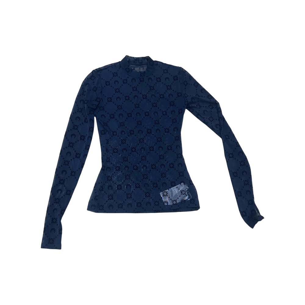 Moonogram Mesh Flock Turtleneck