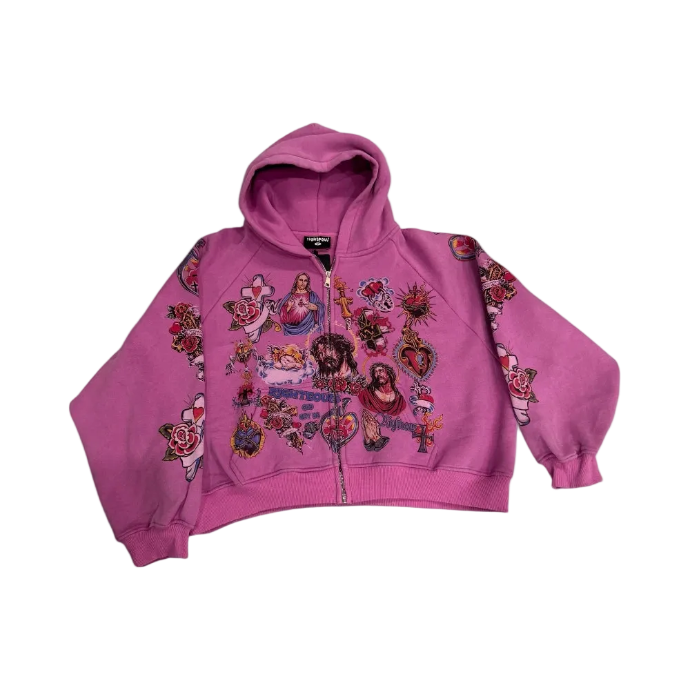 "Risen King" Cropped Zip Hoodie