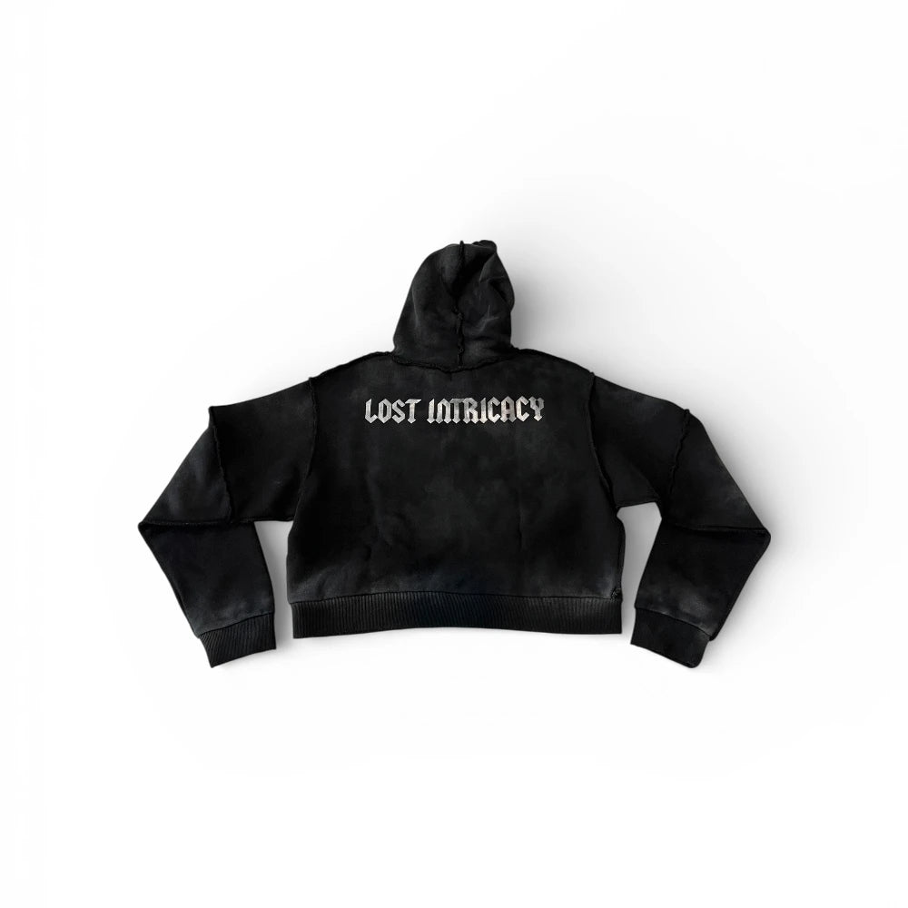 Women's Black Splatter Rhinestone Zip Up Hoodie