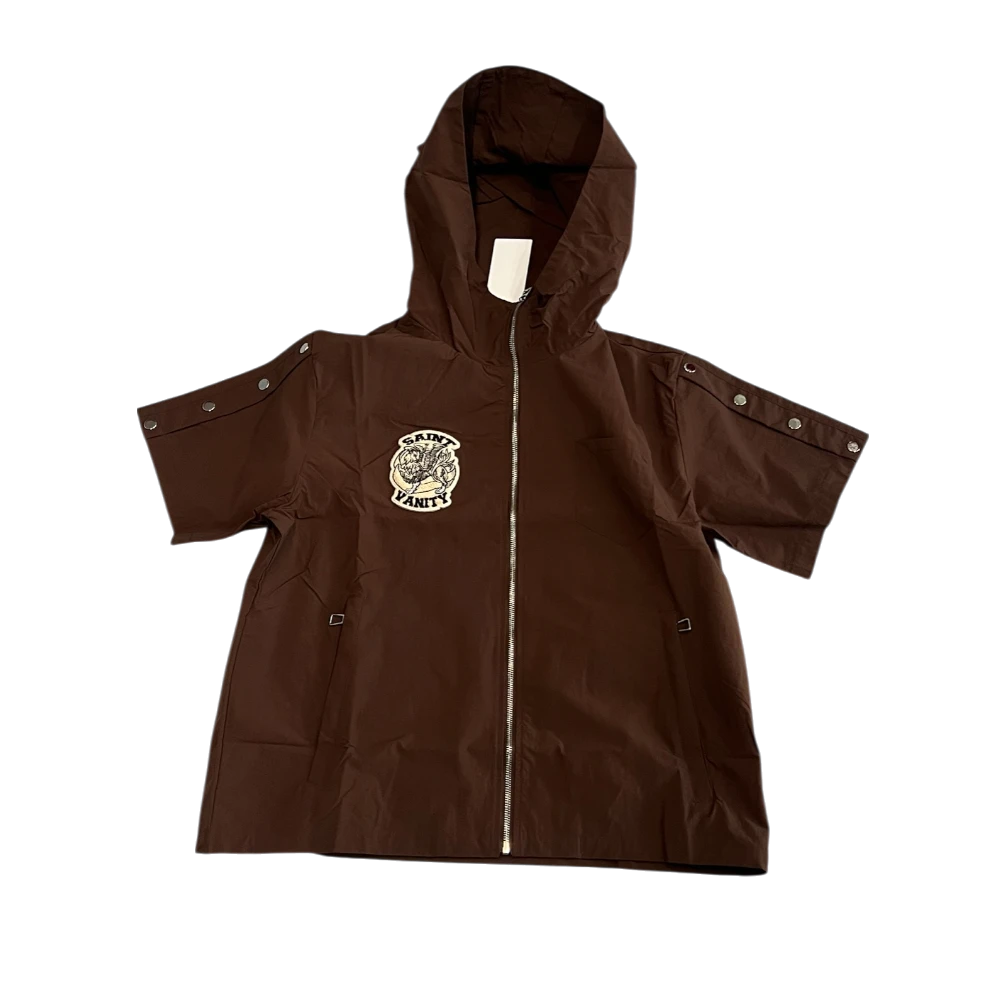 Brown Nylon Hooded Top