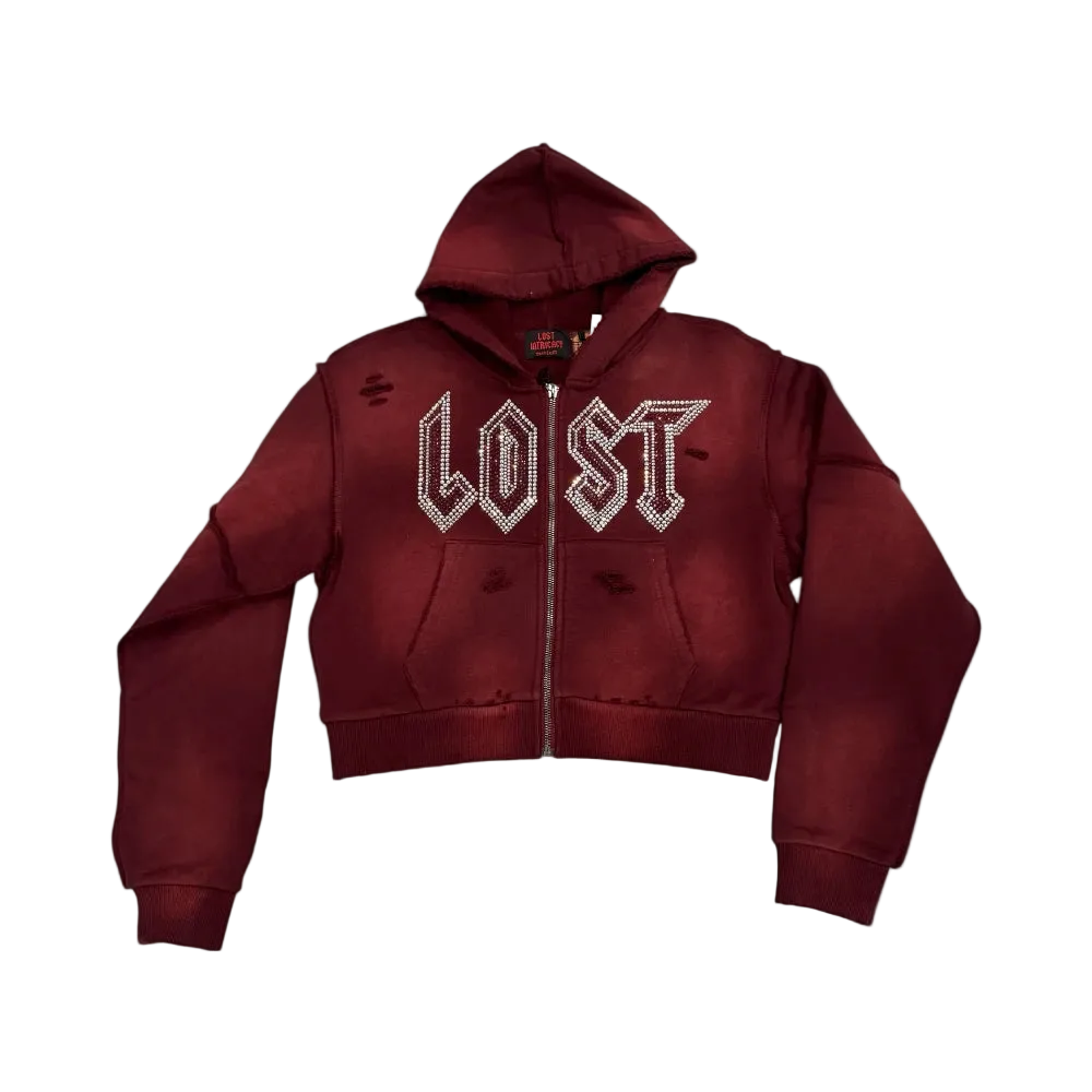 Womens Rhinestone Zip-Up