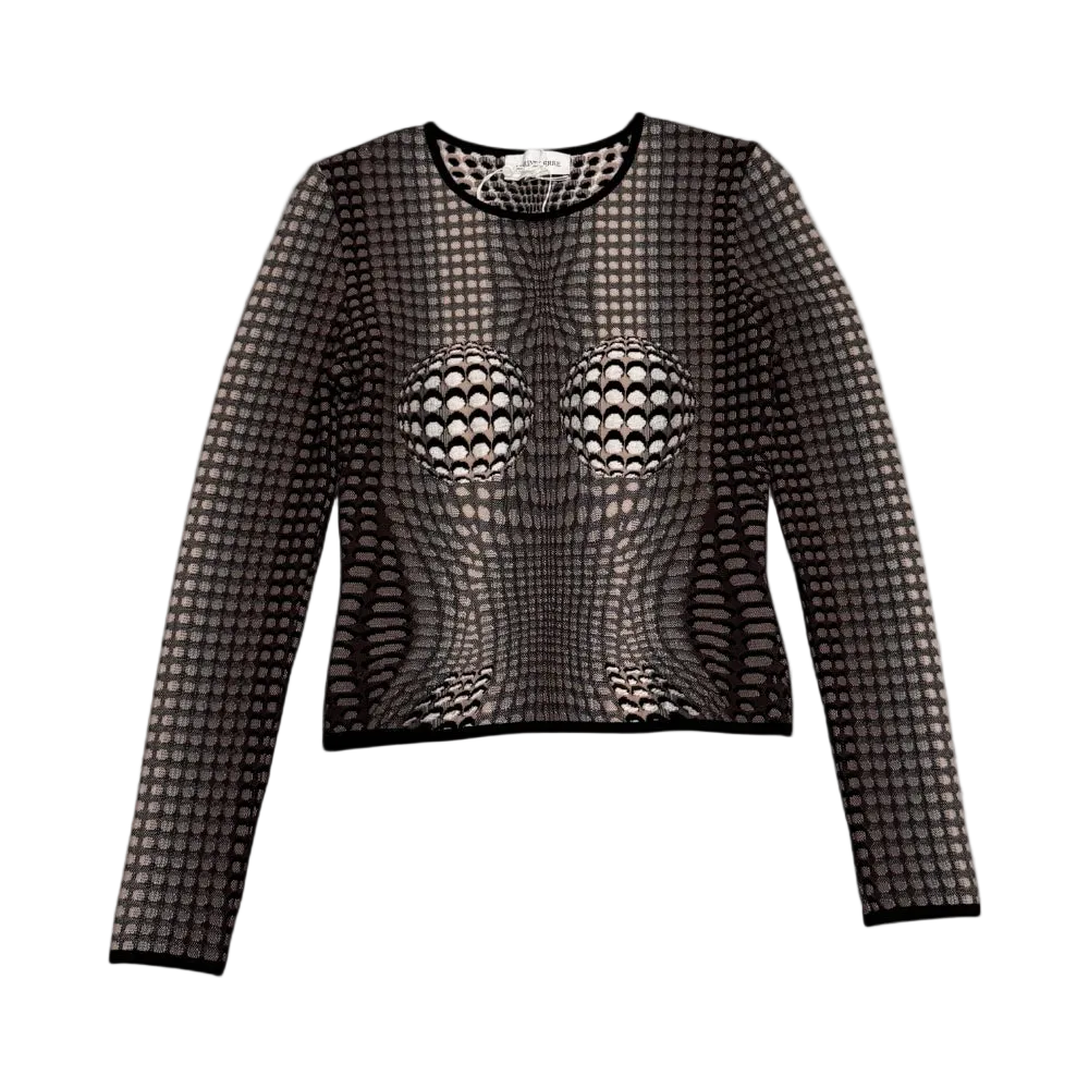 Grey Moon Skin Jacquard Knit Fitted Sweater