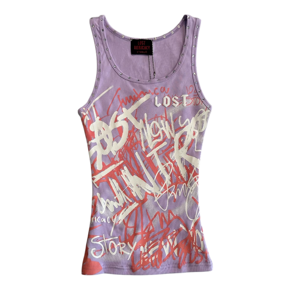 Purple Graffiti Woven Tank Top