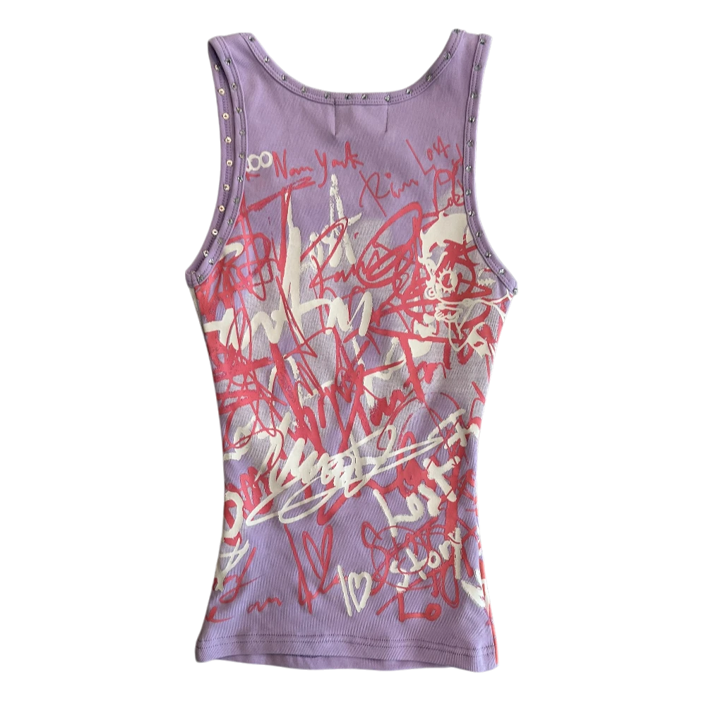 Purple Graffiti Woven Tank Top