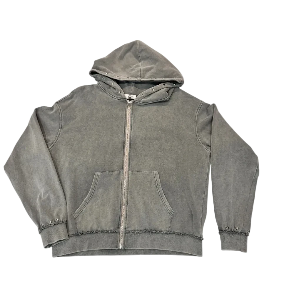 French Terry Studded Zip-Up Hoodie