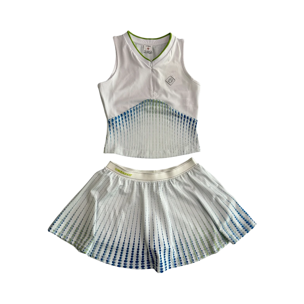 White Tennis Printed Racer Set